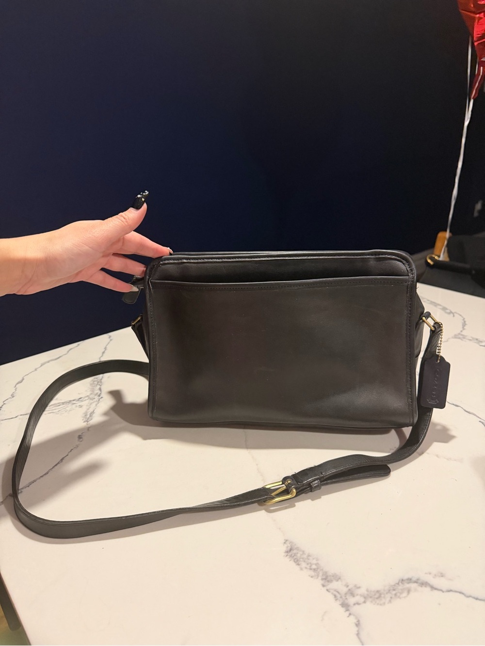 Vintage Coach Taylor Black Leather Shoulder Crossbody Handbag 9944